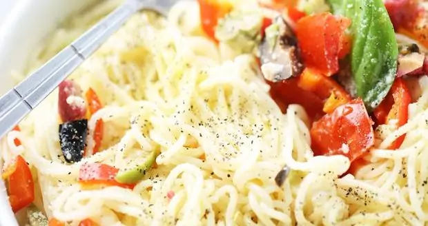 Angel hair pasta salad