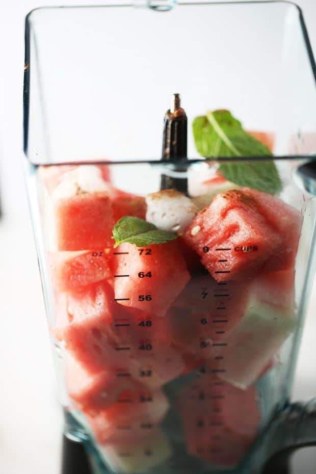 Watermelon cubed in ninja blender