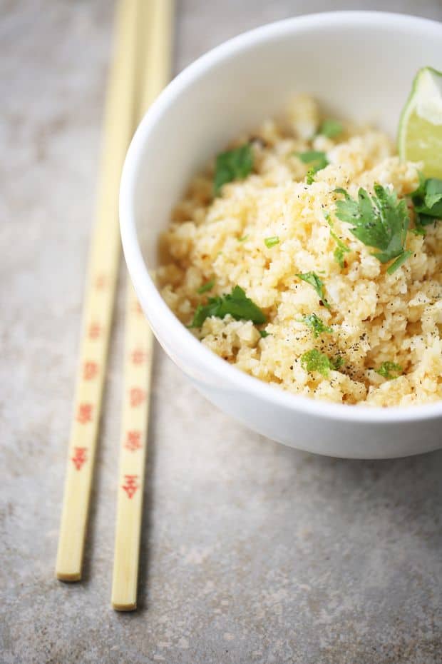 Cilantro lime cauliflower rice ready to be served