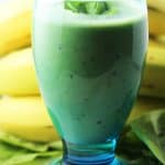 Healthy spinach banana mint smoothie basil garnish