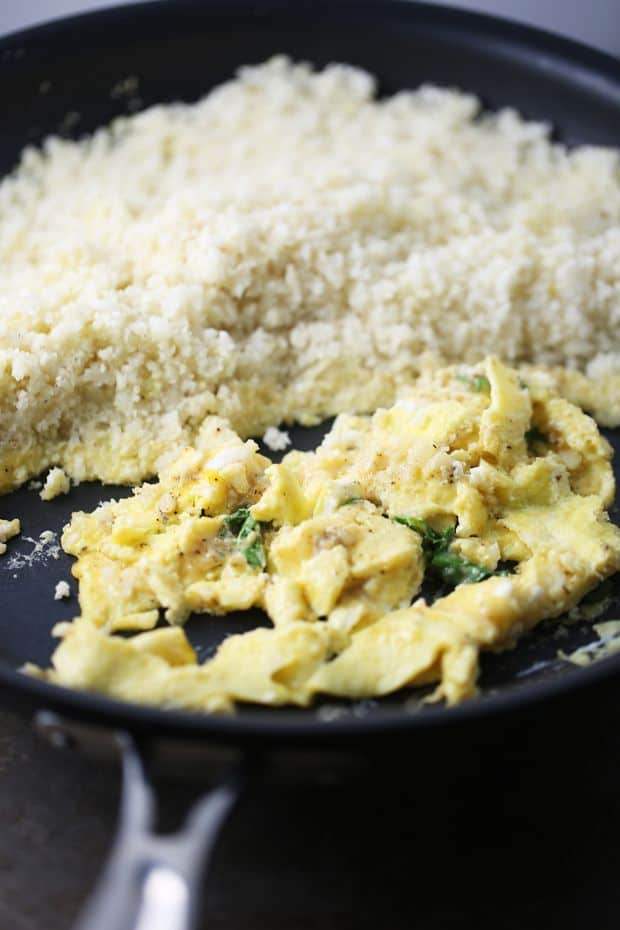 Cauliflower rice fried with eggs