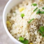 Cauliflower rice with scallions granish