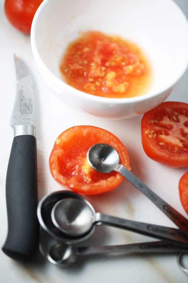 Stuffed tomatoes prepping