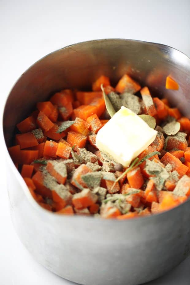 Seasoning carrots prior to sauteing