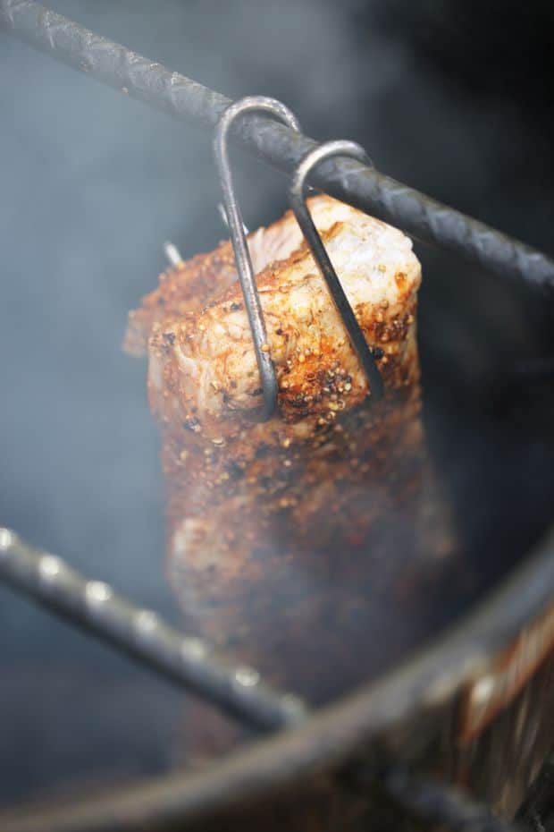 corned beef brisket in the smoker