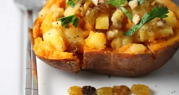 Pineapple walnut baked sweet potato so good