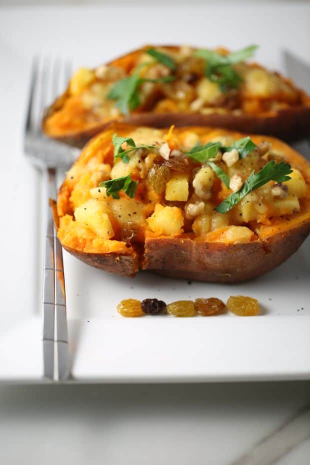 Pineapple walnut baked sweet potato so good