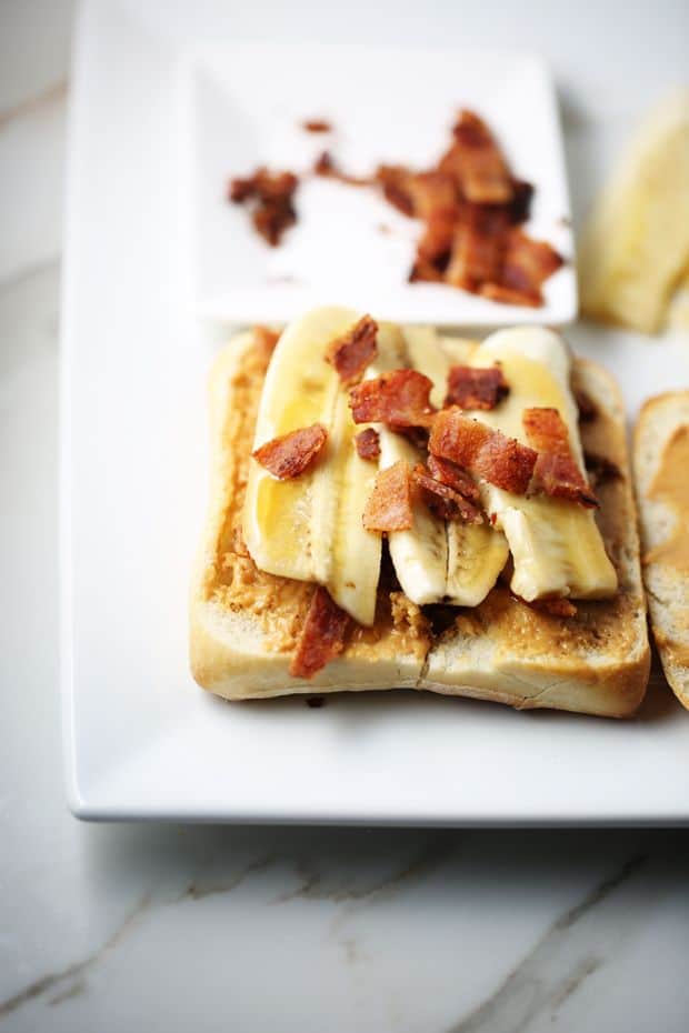 Peanut Butter Banana Bacon Sandwich add banana bacon