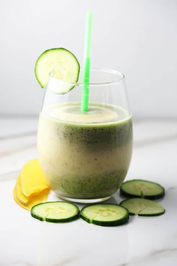 Cucumber Mango Smoothie Packed with Chia Seeds - Food Flavorz