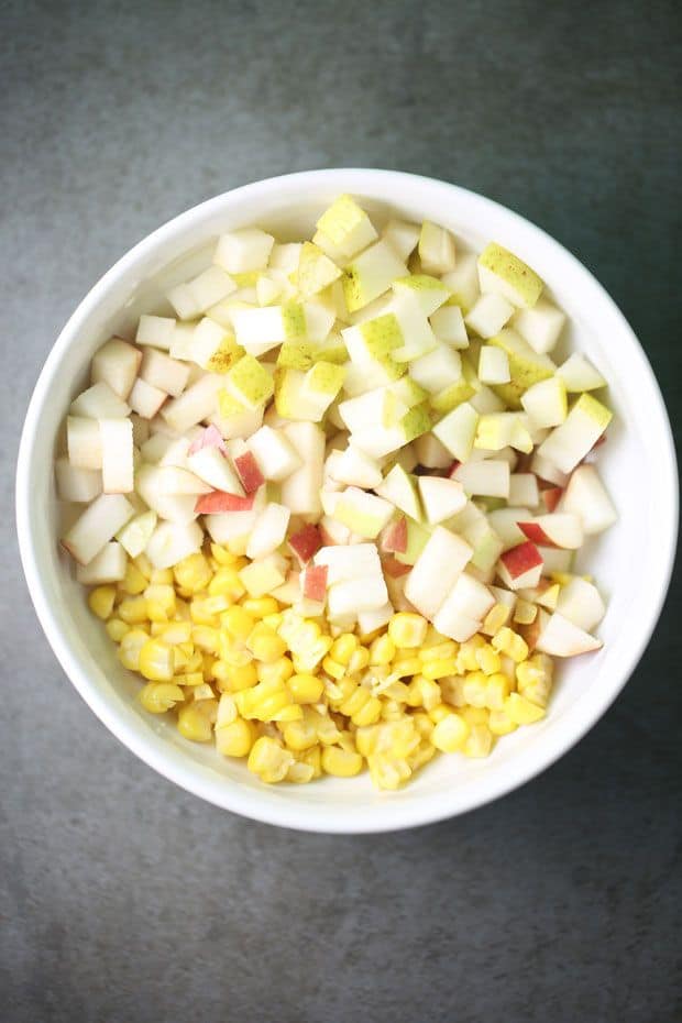 Corn apple salad ingredients diced