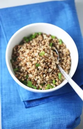 Healthy pan-fried buckwheat Vegan