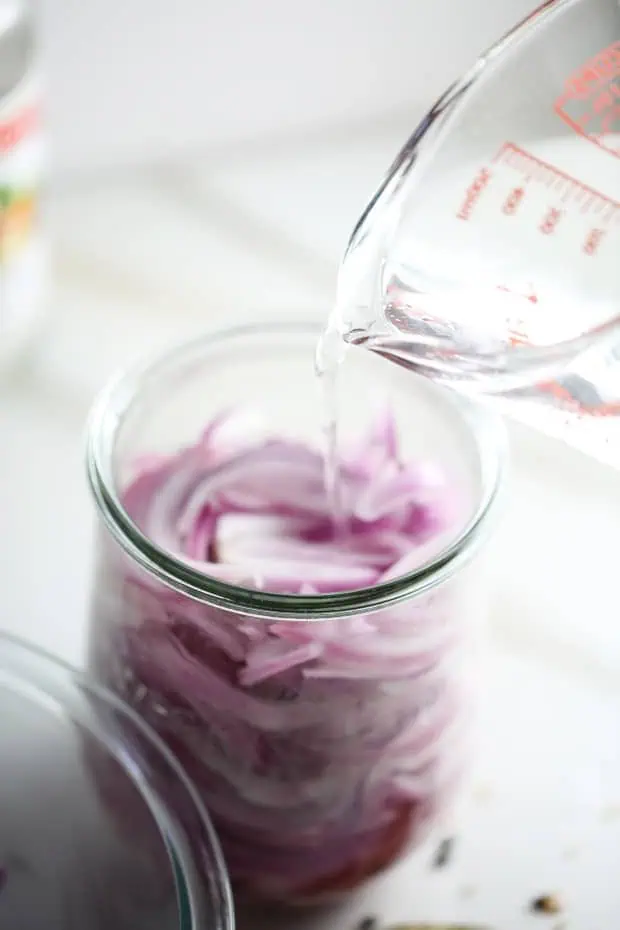 Pour vinegar mixture into jar