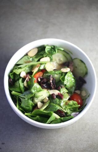 Spinach Cucumber tomato Salad with tasty dressing